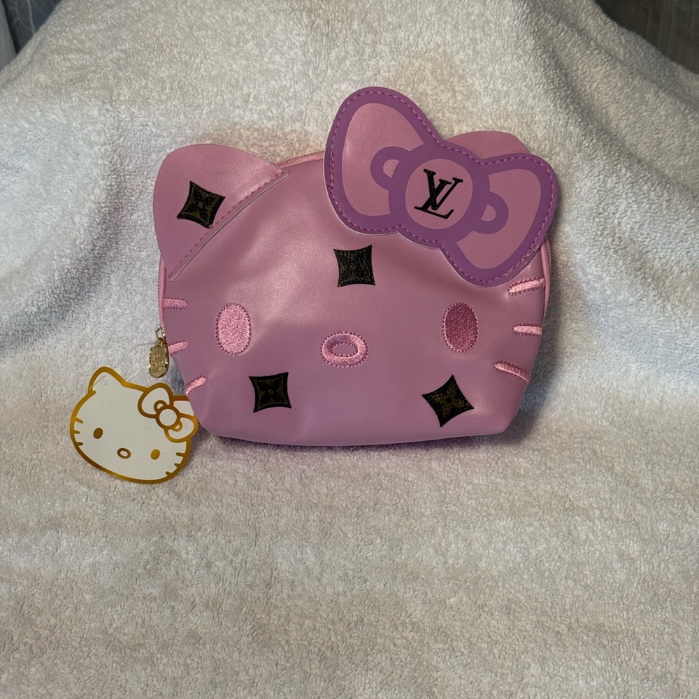 Pink Hello Kitty Cosmetic Pouch “UP-CYCLED” Louis Vuitton Canvas accents